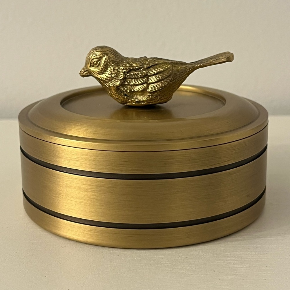 Round Brass Bird Trinket Dish